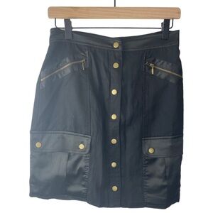 Xoxo Faux Leather Button‎ Front y2k Style Black Skirt Sz Medium NWT